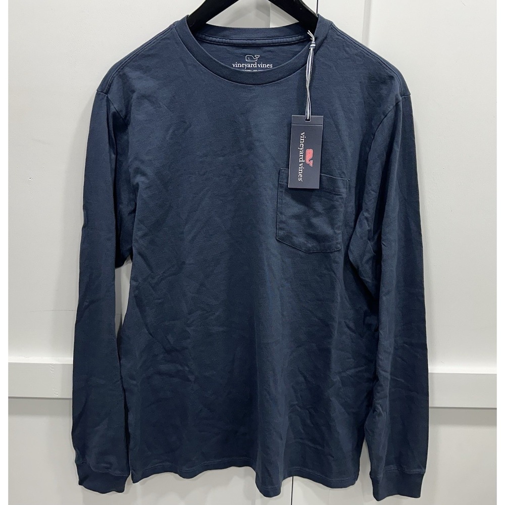 Vineyard Vines Men's Long Sleeve 100% Cotton T-Shirt Blue‎ Blazer Size S- NEW